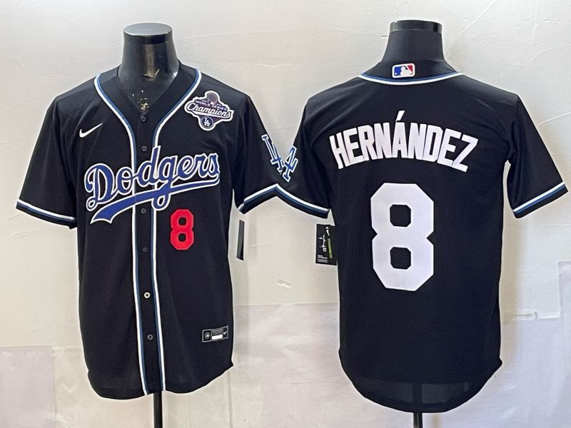 Men 2026 Nike Los Angeles Dodgers #8 Hernandez Black Game MLB Jersey 08->los angeles dodgers->MLB Jersey